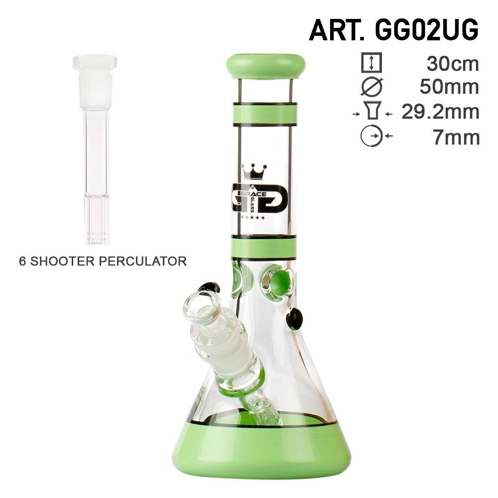 GRACE GLASS 30cm BEAKER BONG IN GREEN