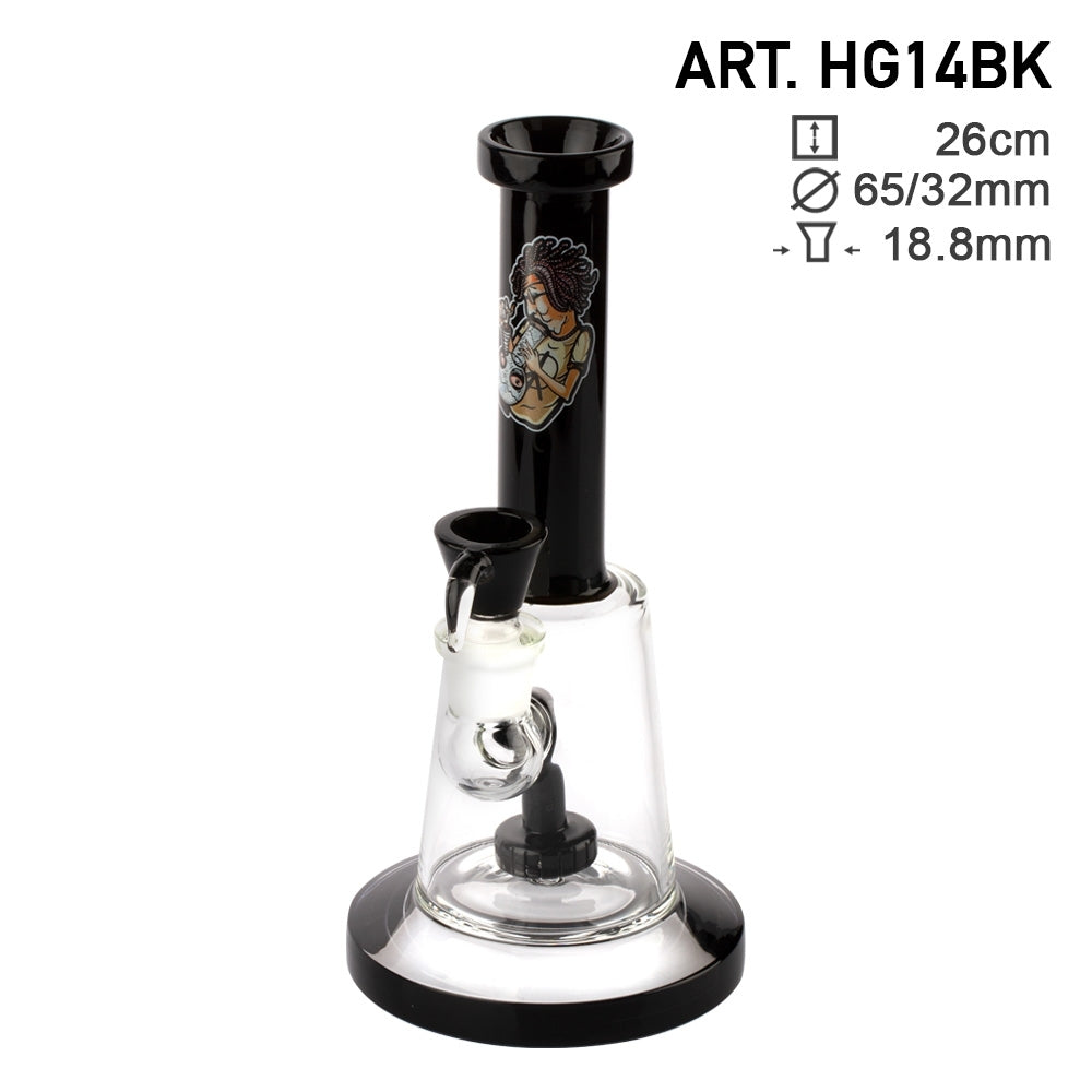 AMSTERDAM GLASS 26cm  SMOKING BOY BONG RIG - BLACK