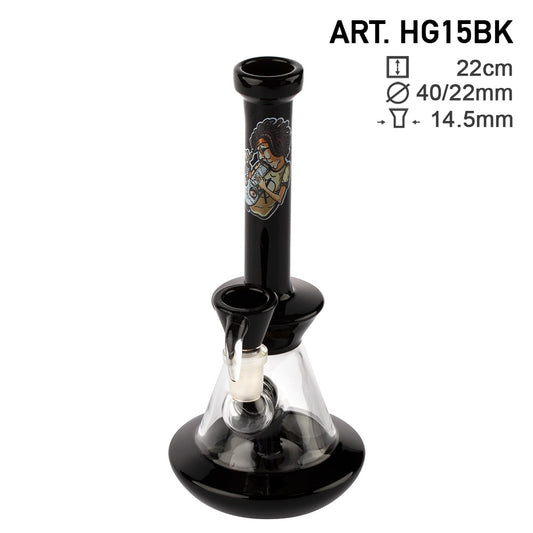AMSTERDAM GLASS 22cm  SMOKING BOY BONG RIG - BLACK