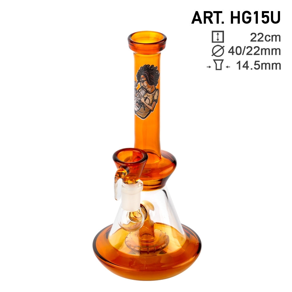 AMSTERDAM GLASS 22cm  SMOKING BOY BONG RIG - ORANGE