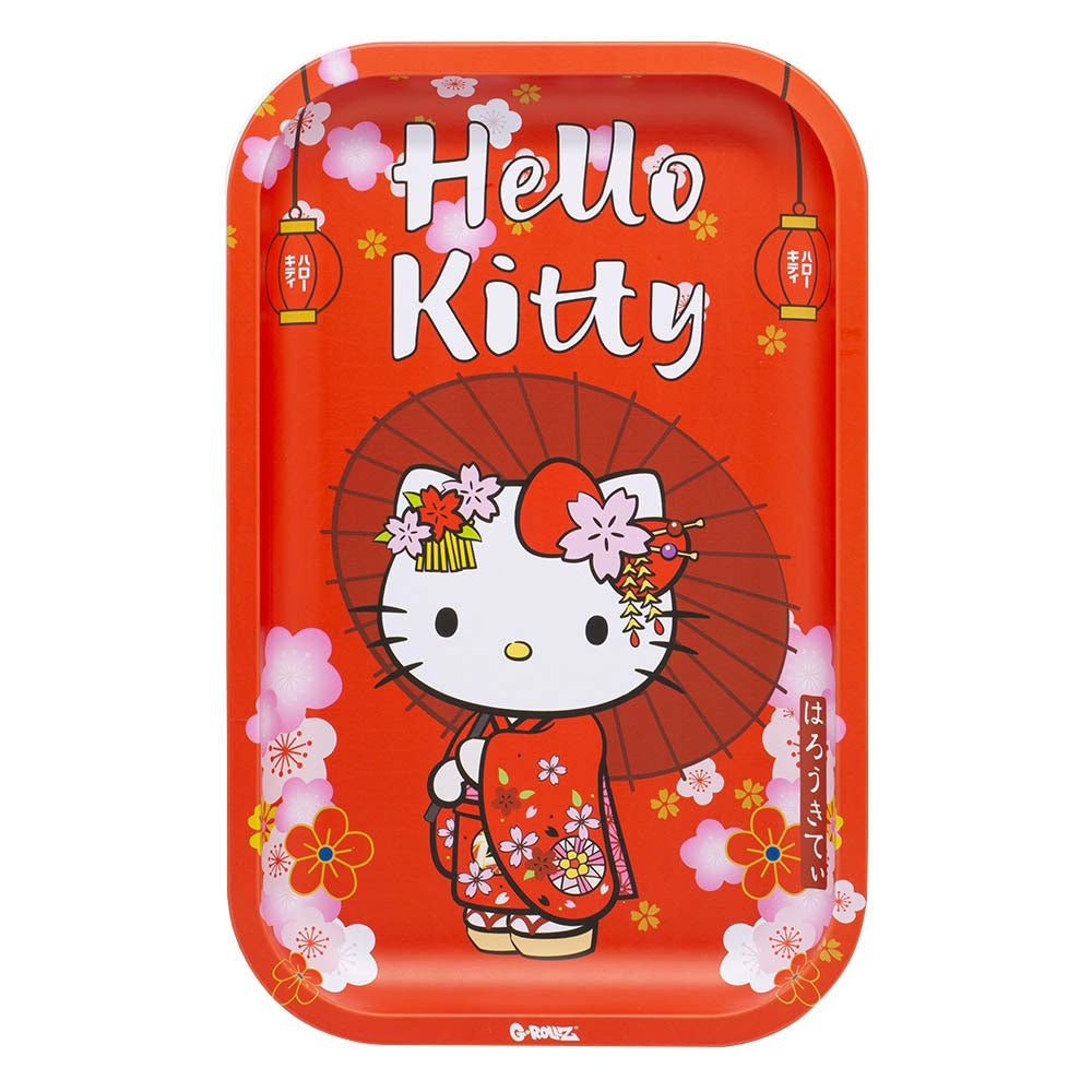 HELLO KITTY "JAPANESE RED KIMONO" METAL ROLLING TRAY BY G-ROLLZ - MEDIUM