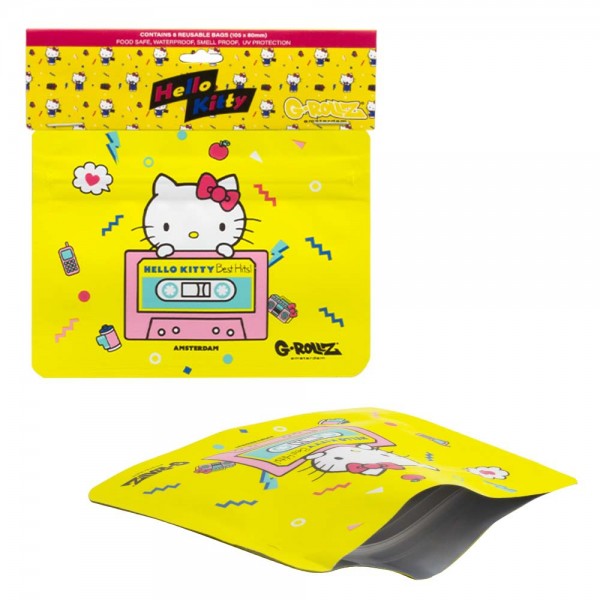 HELLO KITTY SMELL PROOF BAG - CASSETTE KITTY DESIGN BY G-ROLLZ - 105x80mm