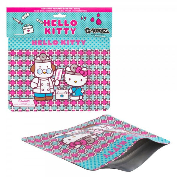 HELLO KITTY SMELL PROOF BAG - DOCTOR KITTY DESIGN BY G-ROLLZ - 105x80mm