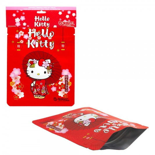 HELLO KITTY SMELL PROOF BAG - RED KIMONO DESIGN BY G-ROLLZ - 100x125mm