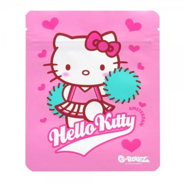 HELLO KITTY SMELL PROOF BAG - PINK CHEERLEADER DESIGN BY G-ROLLZ - 100x125mm