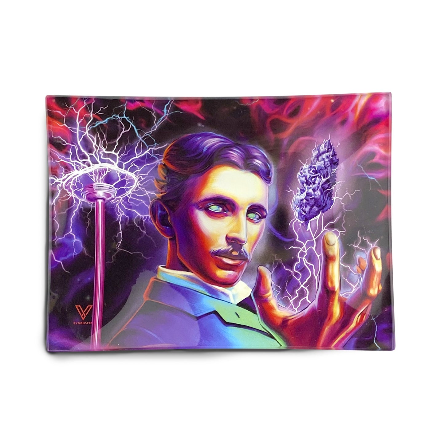 HIGH VOLTAGE TESLA GLASS ROLLING TRAY BY V SYNDICATE - SMALL OR MEDIUM