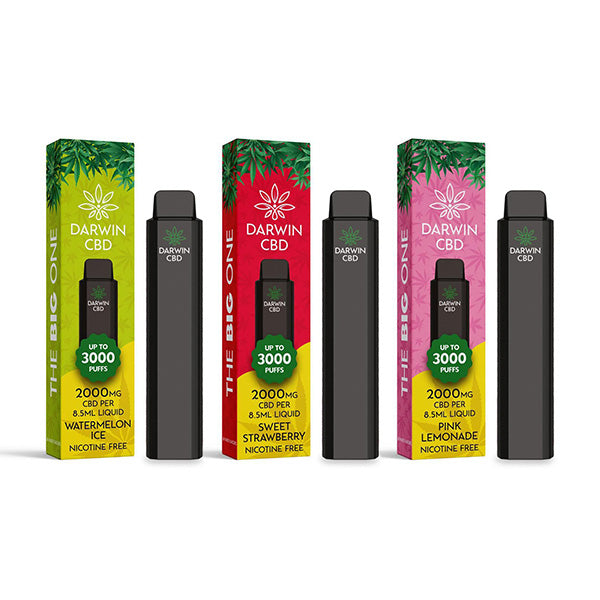 DARWIN 3000 PUFF 2000mg DISPOSABLE CBD VAPES - THE BIG ONE - CHOOSE FLAVOUR