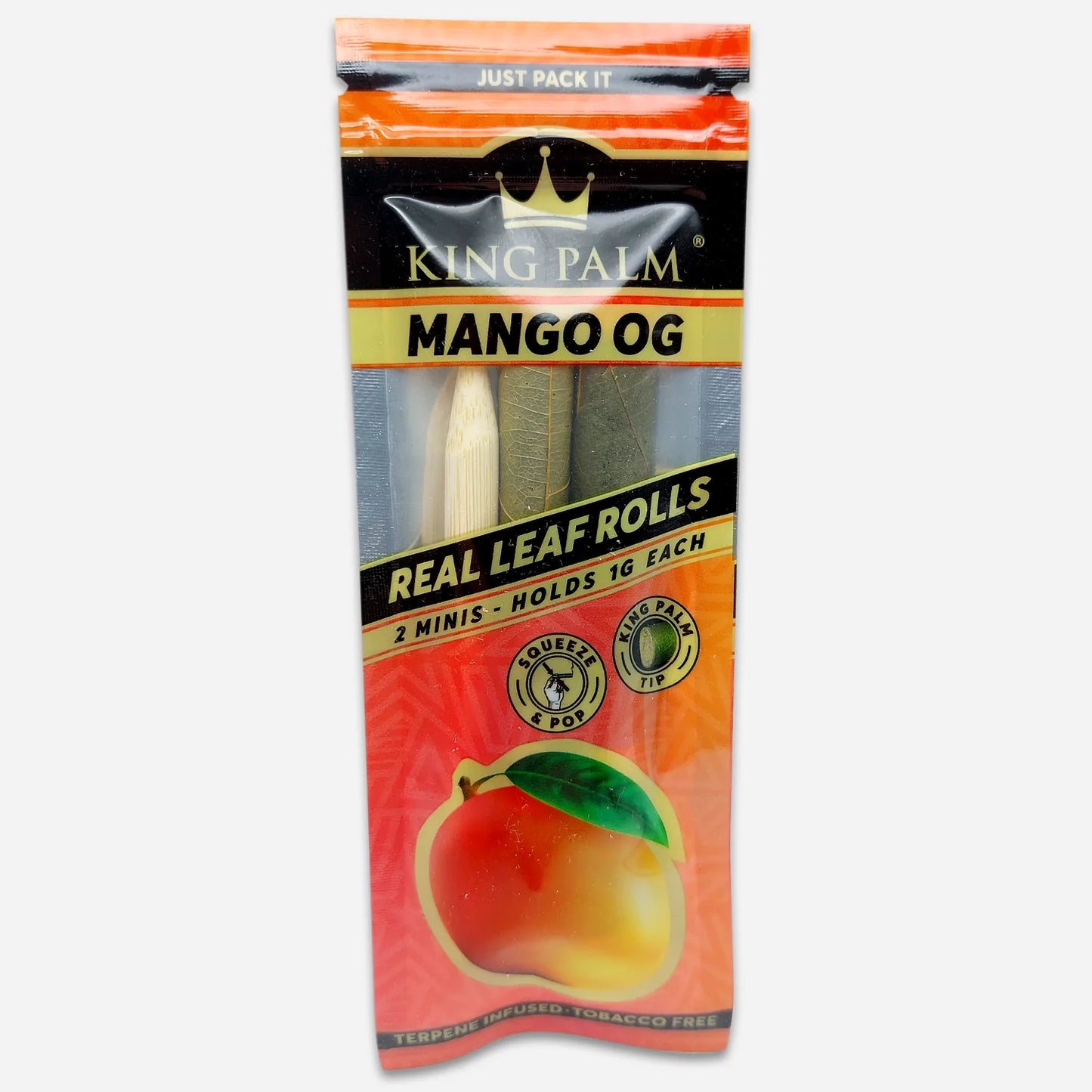 KING PALM MINI - MANGO OG TERPENE FLAVOUR - PACK OF 2 - FITS 1g - CORDIA PALM LEAF PREROLLED BLUNT WRAPS