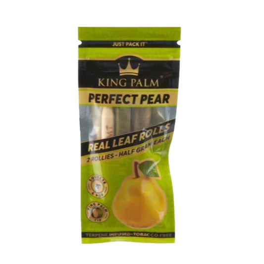 KING PALM MINI - PERFECT PEAR TERPENE FLAVOUR - PACK OF 2 - FITS 1g - CORDIA PALM LEAF PREROLLED BLUNT WRAPS