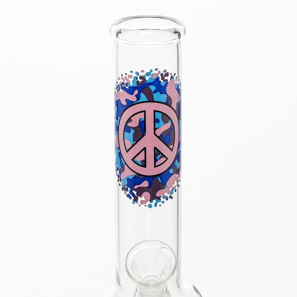 GREENLINE 26cm GLASS BONG - PEACE SIGN