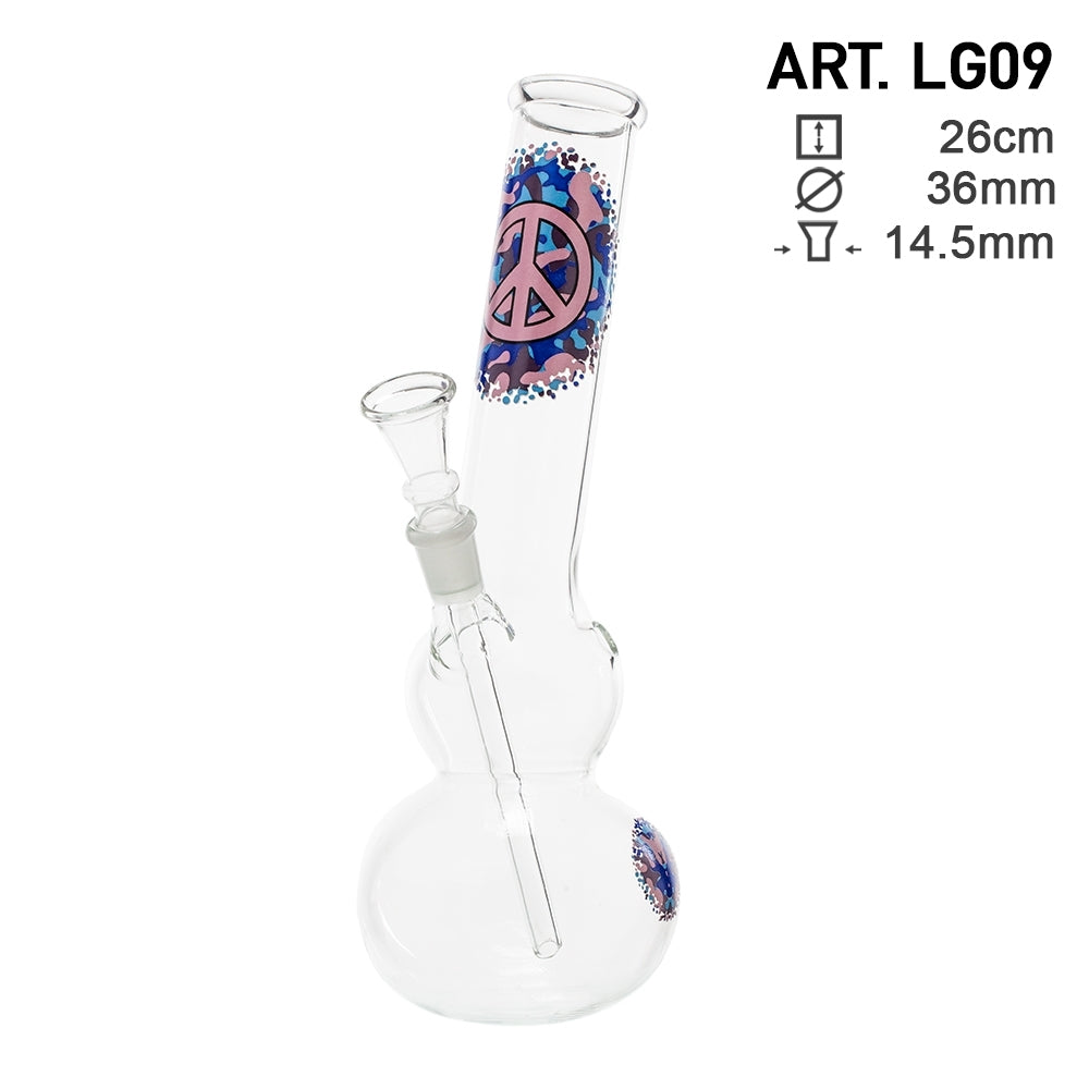 GREENLINE 26cm GLASS BONG - PEACE SIGN