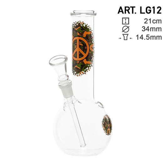 GREENLINE 21cm GLASS BONG - CAMO PEACE SIGN