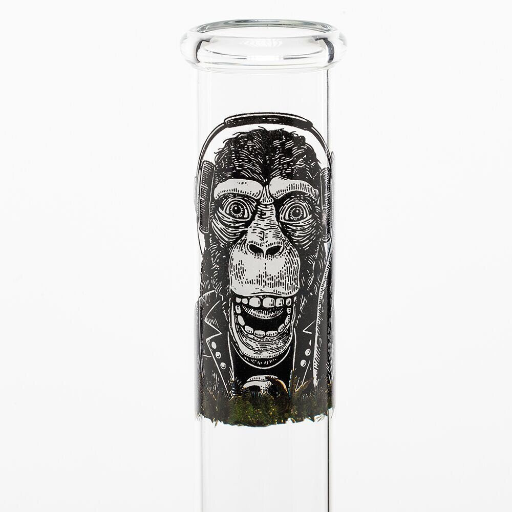 GREENLINE 30cm GLASS BONG - MONKEY IN HEADPHONES