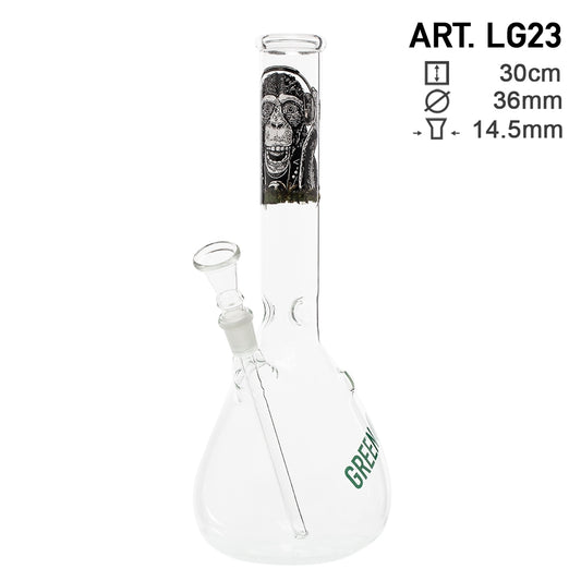 GREENLINE 30cm GLASS BONG - MONKEY IN HEADPHONES