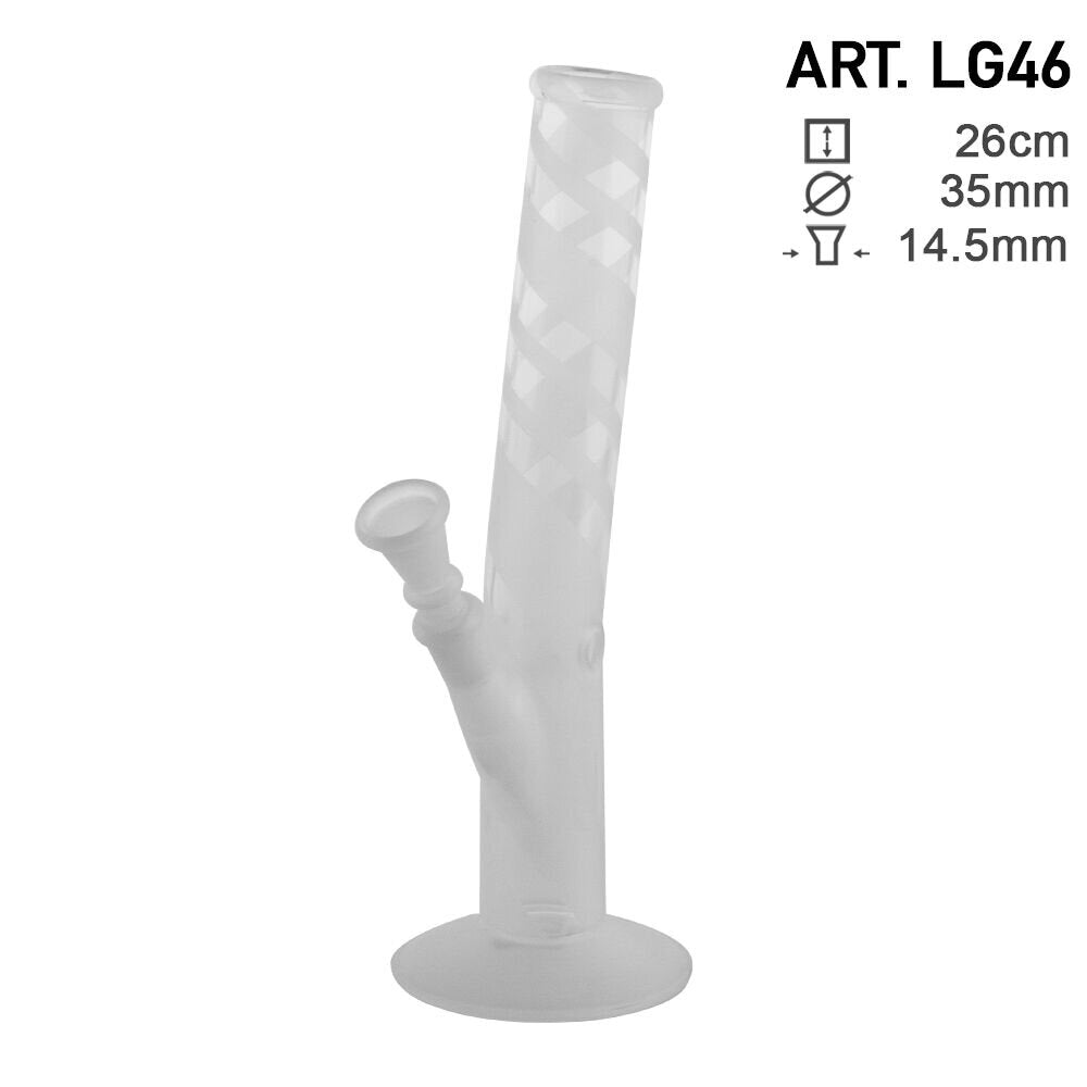 GREENLINE 26cm WHITE LEANING GLASS BONG