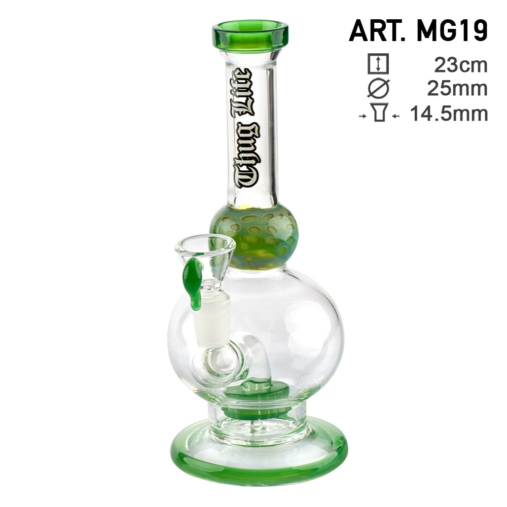 THUG LIFE GLASS 23cm BUBBLER BONG RIG