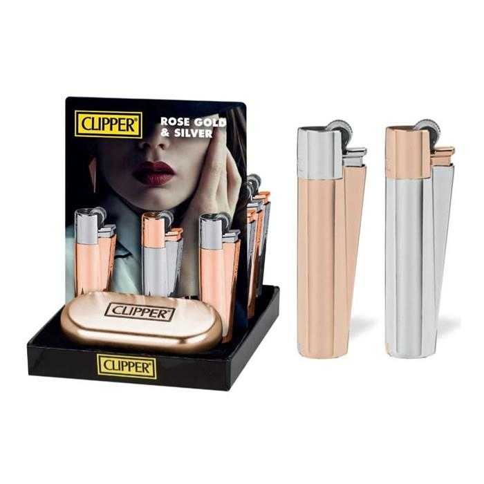 METAL CLIPPER LIGHTER - ROSE GOLD AND SILVER