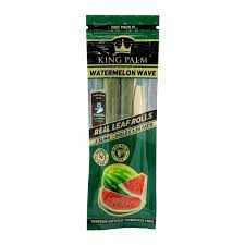 KING PALM SLIM - WATERMELON WAVE TERPENE FLAVOUR - 2 PACK - FITS 1.5g - CORDIA PALM LEAF PREROLLED BLUNT WRAPS