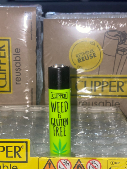 CLIPPER LIGHTERS - WEED SLOGANS - GLUTEN FREE etc