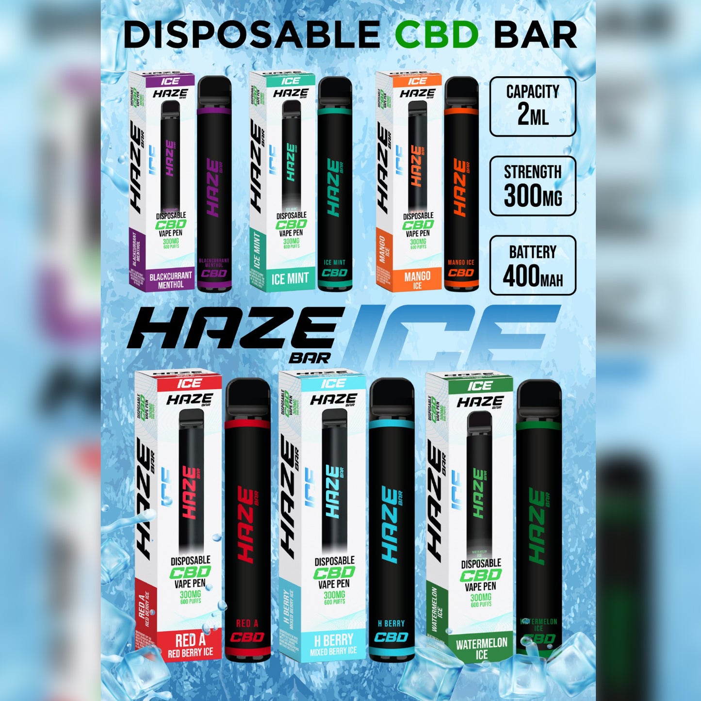 HAZE BAR 300mg ICE CBD DISPOSABLE