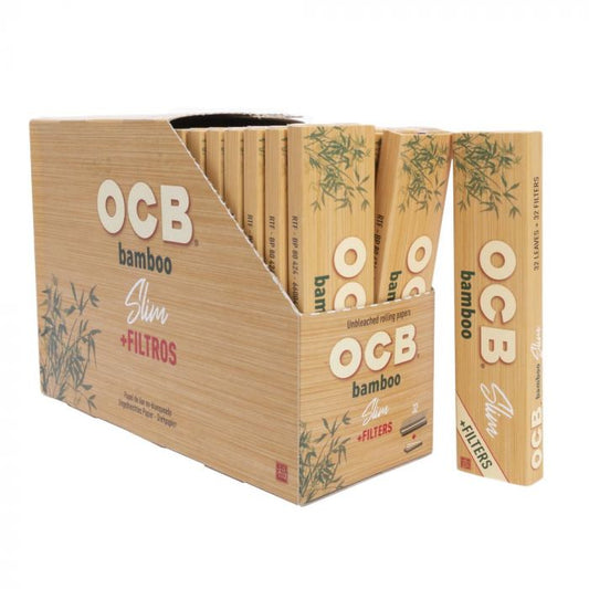 OCB BAMBOO CONNOISSEUR KINGSIZE SLIM ROLLING PAPERS AND TIPS